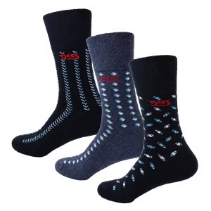 Trois paires de chaussettes grande taille marine et bleu motifs à rayures