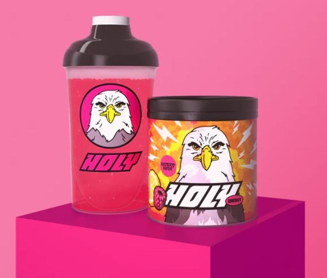 Gourde shaker rose et pot de poudre Holy Energy à l'effigie d'un aigle