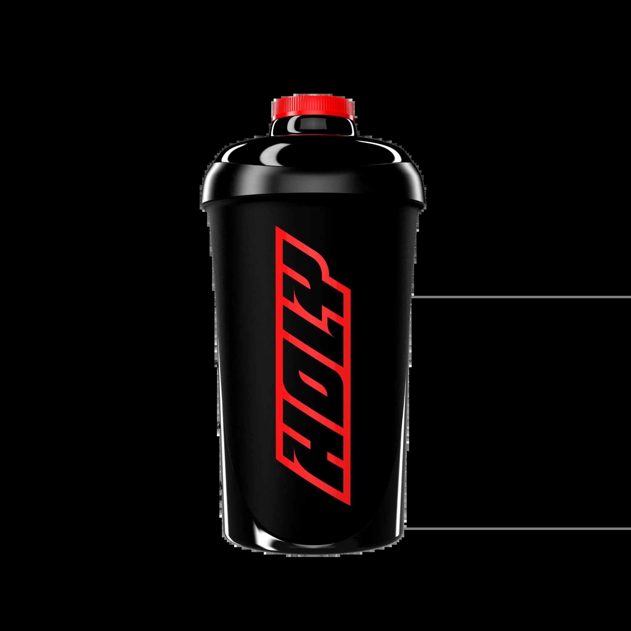 Shaker noir Holy avec logo rouge, bouchon vissé rouge